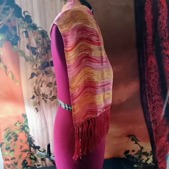 NWT: Fingmian Sze see desc. Multicolor 100% Mulberry Silk Scarf Shawl Wrap - Picture 4 of 8